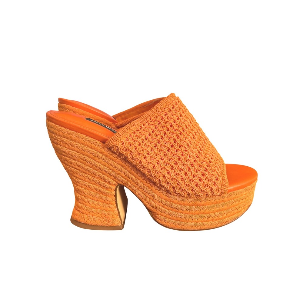 Nine West Platform Mules Crochet Espadrille Boho Summer Sandals